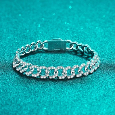 Alternative view of 【莫桑鑽】鎖愛一生情侶款S925銀鍍鉑金手環手鏈