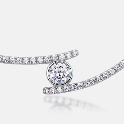 Alternative view of 【莫桑鑽】50分主石滿鑽平行世界S925銀鍍K金頸鏈