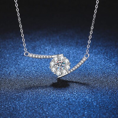 Alternative view of 【莫桑鑽】50分心花綻放S925銀鍍鉑金頸鏈