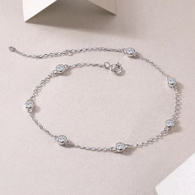 Alternative view of 【莫桑鑽】七顆小泡泡單顆10分S925銀鍍白金手鏈17+4CM