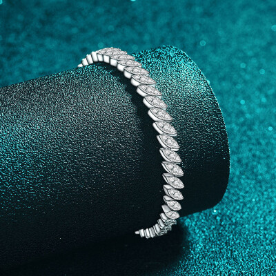 Alternative view of 【莫桑鑽】歲歲平安全鑽S925銀鍍鉑金手鏈