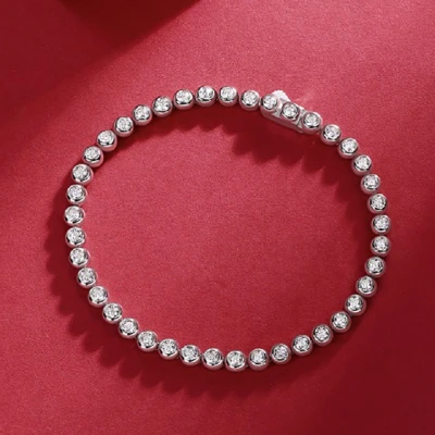 Alternative view of 【莫桑鑽】2.5mm圓鑽泡泡S925銀鍍白金手鏈16.5CM