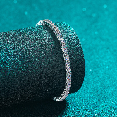 Alternative view of 【莫桑鑽】2-3mm細款整圈滿鑽排鑽S925銀鍍鉑金手鏈