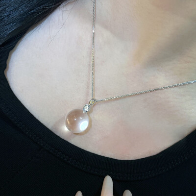 Alternative view of 【莫桑鑽】還君明珠16mm雙A級天然白水晶S925銀萬能扣項鏈40+5CM