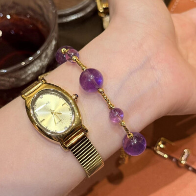 Alternative view of 【烏拉圭紫水晶】九紫離火富貴迷人紫配金S925銀鍍金項鏈/手鏈