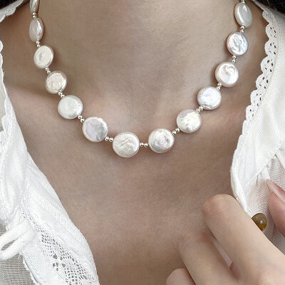 Alternative view of 【S925銀】12-14MM天然巴洛克珍珠項鏈38+5CM