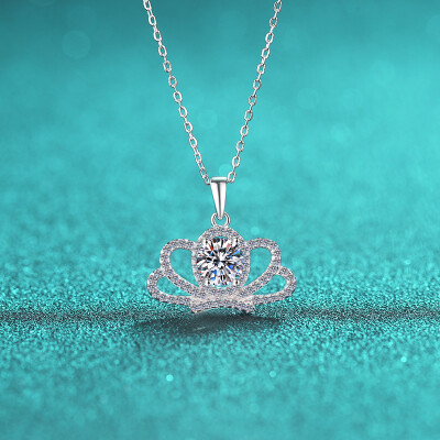 Alternative view of 【莫桑鑽】公主的冠冕1克拉圓鑽S925銀鍍鉑金項鏈