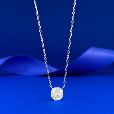 Alternative view of 【S925銀鍍白金】2.5克拉千禧玫瑰切八邊形彩鋯項鏈