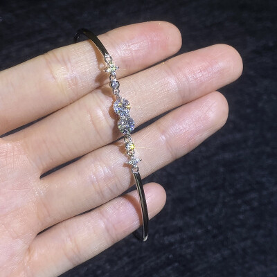 Alternative view of 【莫桑鑽】雙子星50分+50分裸鑽S925銀鍍鉑金手鏈16+3CM