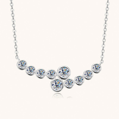 Alternative view of 【莫桑鑽】金銀兩色1.4克拉微笑泡泡S925銀鍍金項鏈