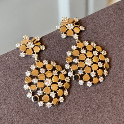 Alternative view of 【S925銀】蜂巢煙花滿天星帶鑽耳環