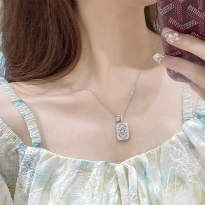 Alternative view of 【S925銀鍍金】金銀兩色滿鑽無事牌項鏈