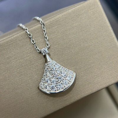 Alternative view of 【S925銀】滿鑽扇形芭蕾裙項鏈