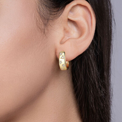 Alternative view of 【莫桑鑽】繽紛世界U形重工款S925銀鍍金耳環