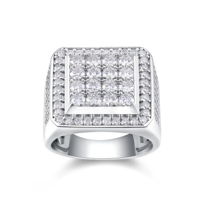 Alternative view of 【莫桑鑽】嘻哈潮流男士116粒男戒S925銀鍍白金戒指