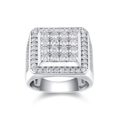 Alternative view of 【莫桑鑽】嘻哈潮流男士116粒男戒S925銀鍍白金戒指