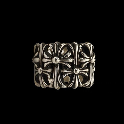 Alternative view of 【S925銀】寬版十字架復古做舊朋克風戒指