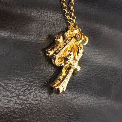 Alternative view of 【S925銀】三元素十字架鍍金帶鑽項鏈