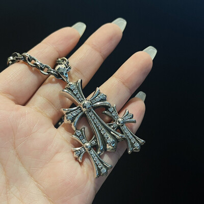 Alternative view of 【S925銀】鑲鑽三十字架男女同款復古項鏈