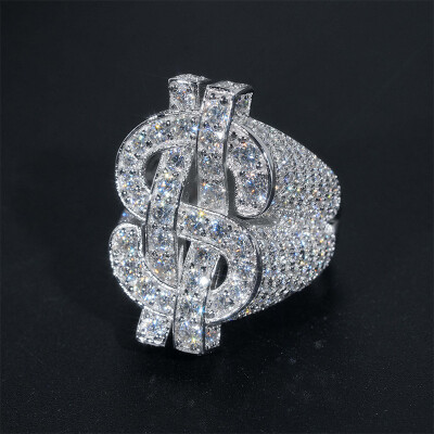 Alternative view of 【莫桑鑽】來財HIPHO嘻哈風滿鑽豪華S925銀鍍白金戒指