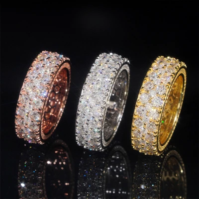 Alternative view of 【莫桑鑽】星河閃爍精工三排鑽S925銀鍍金戒指