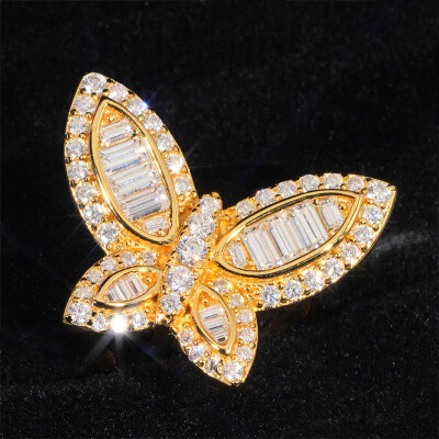 Alternative view of 【莫桑鑽】爆閃蝴蝶梯方鑽S925銀鍍金戒指三色可選