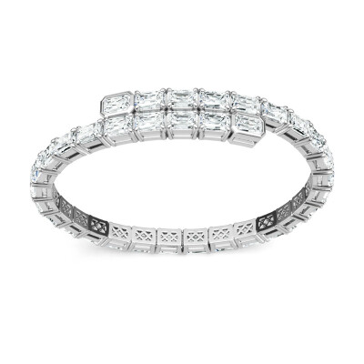 Alternative view of 【莫桑鑽】4*6mm八角阿斯祖母綠切34顆整圈鑽S925銀鍍白金手鐲19CM以內