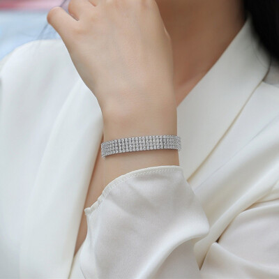 Alternative view of 【莫桑鑽】2mm*240粒豪華四排鑽S925銀鍍白金手鏈19CM（改短請聯絡客服）