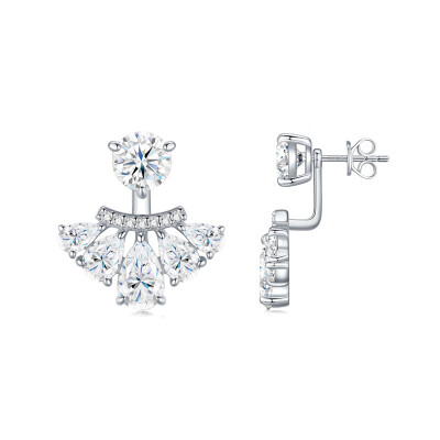 Alternative view of 【莫桑鑽】閃耀的她7.48克拉一款兩戴S925銀鍍白金耳環