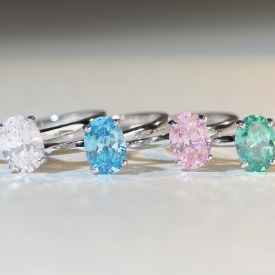 Alternative view of 【S925銀鍍白金】1克拉橢圓5*7mm蛋形培育鑽戒指