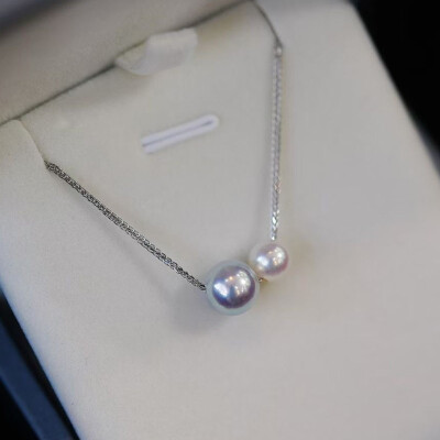 Alternative view of 【海水珍珠】正圓強光高品質6-7 mmakoya白珍珠+8-9mm真多麻雙珠項鏈