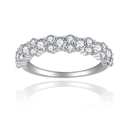 Alternative view of 【莫桑鑽】星光點點90分排戒S925銀鍍白金莫桑石戒指