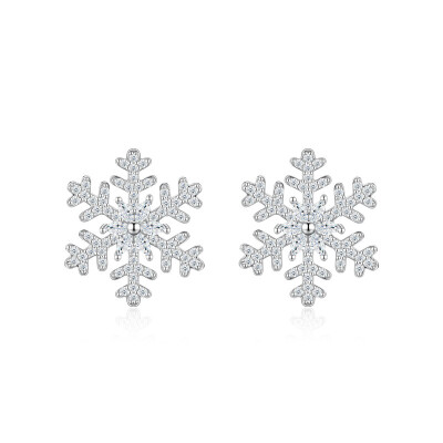 Alternative view of 【莫桑鑽】17.9*16mm滿鑽大雪花S925銀鍍白金莫桑石耳環