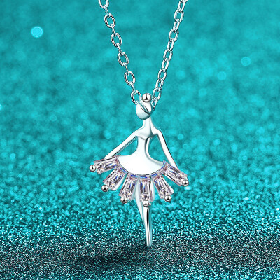 Alternative view of 【莫桑鑽】芭蕾女神27分祖母綠切S925銀鍍鉑金莫桑石項鏈40+5CM